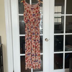 Qed London blush pink flower roses summer vacation travel women’s maxi dress